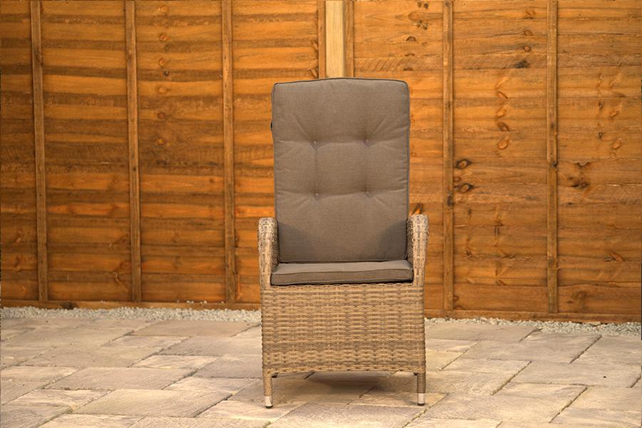 Burbage 4 Seater Round Reclining Dining Set in Cappuccino Rattan