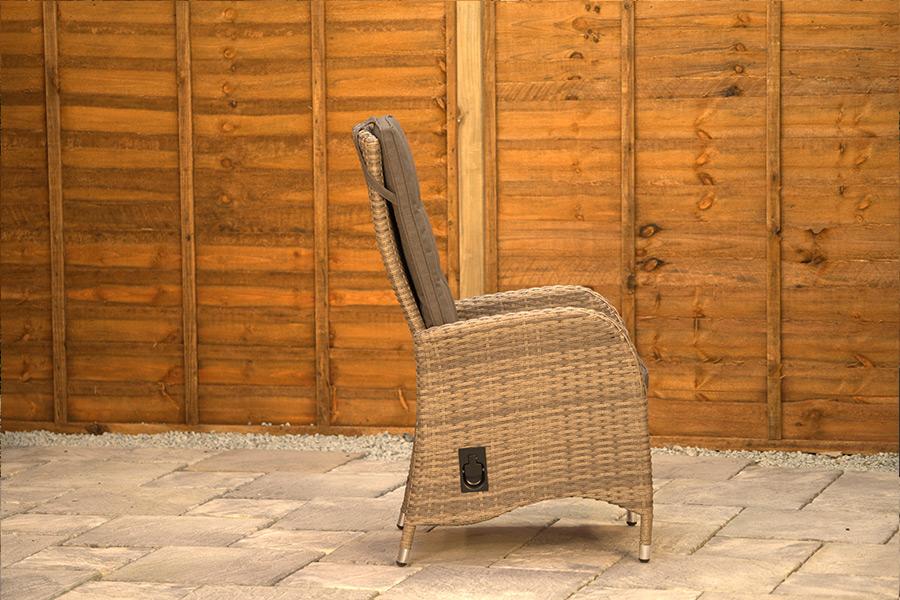 Burbage 4 Seater Round Reclining Dining Set in Cappuccino Rattan