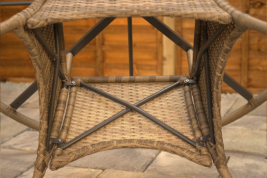 Burbage 6 Seater Round Reclining Dining Set in Stone Grey Rattan