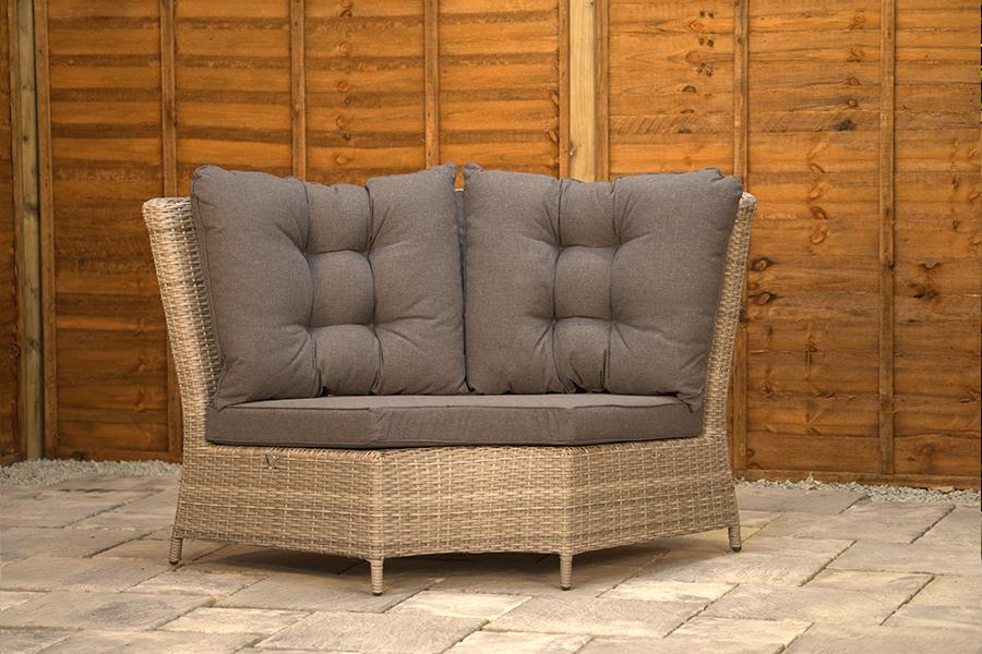 Burbage Large Rattan Corner Lounge Set with Height Adjustable Table in Latte