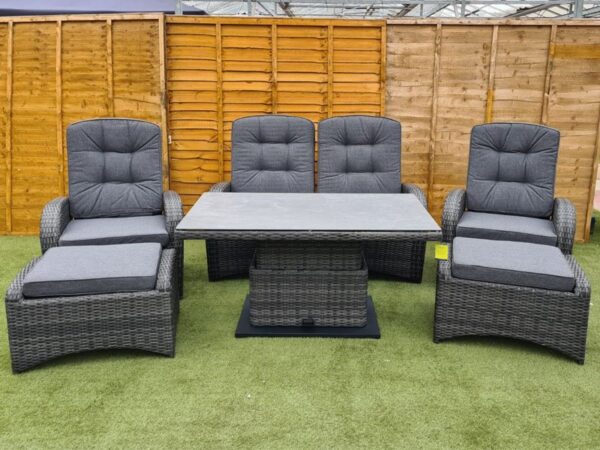 Stone Grey Aluminium Reclining Sofa Set for 4