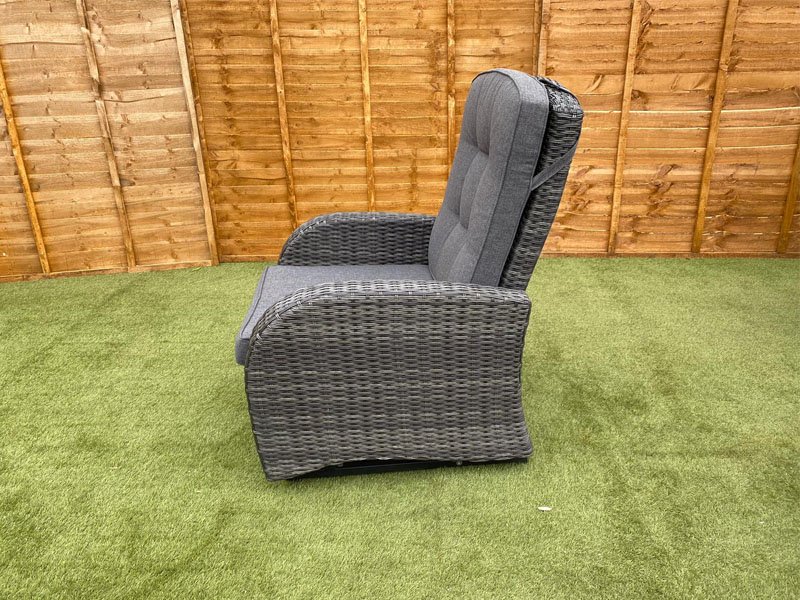 Burbage Reclining Rattan Sofa Set + Adjustable Table in Stone Grey