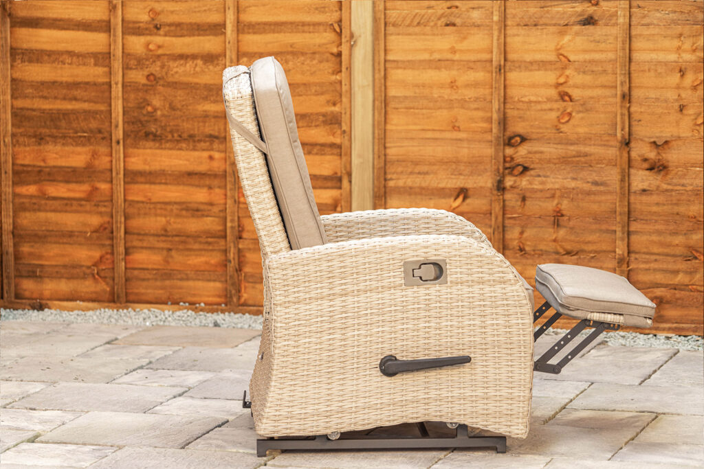 Burbage Rocking & Reclining Rattan Bistro Set in Latte