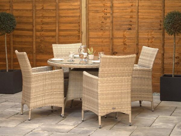 4 Seat Aluminium Rattan Round Dining Set 110cm