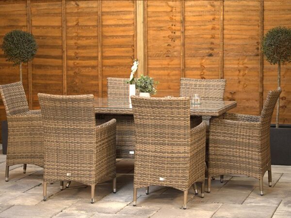 6 Seat Aluminium Rattan Dining Set with 160cm Table