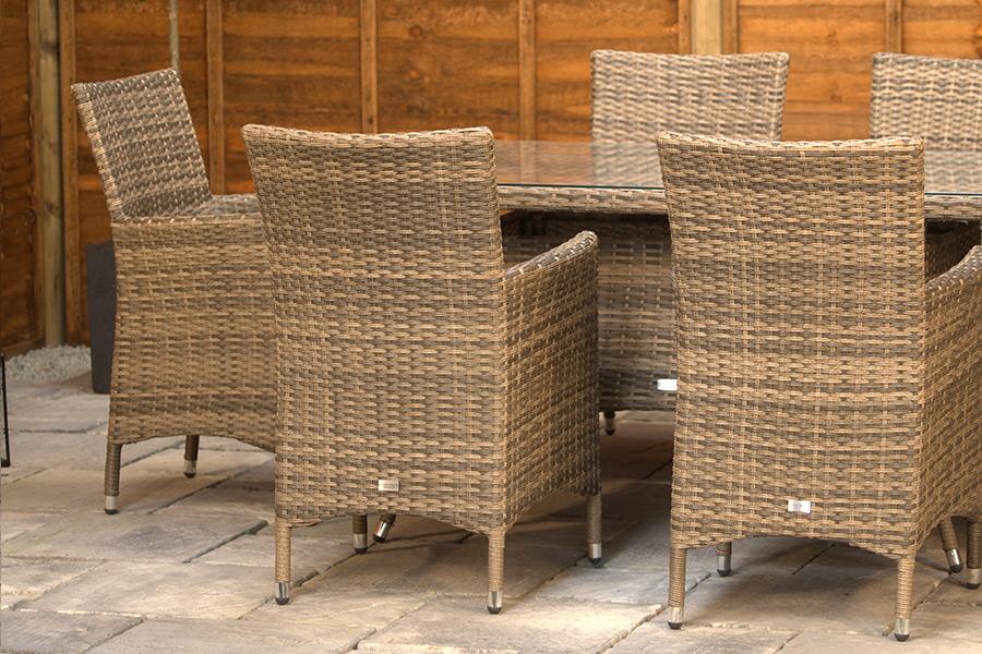 Sapcote 6 Seater Rectangular Dining Set in Brown Rattan