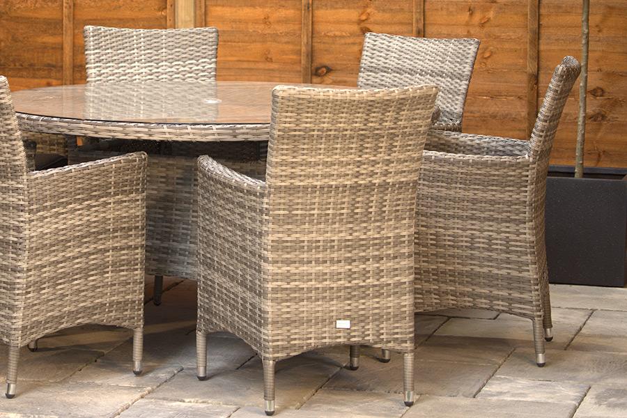 Sapcote 6 Seater Round Dining Set in Grey Rattan