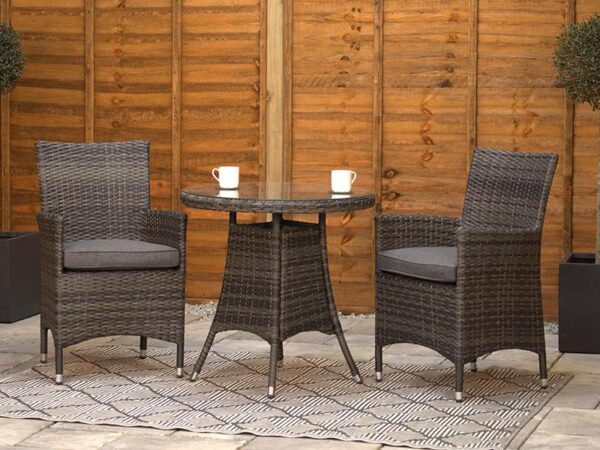 Stone Grey Aluminium Rattan Bistro Set for 2