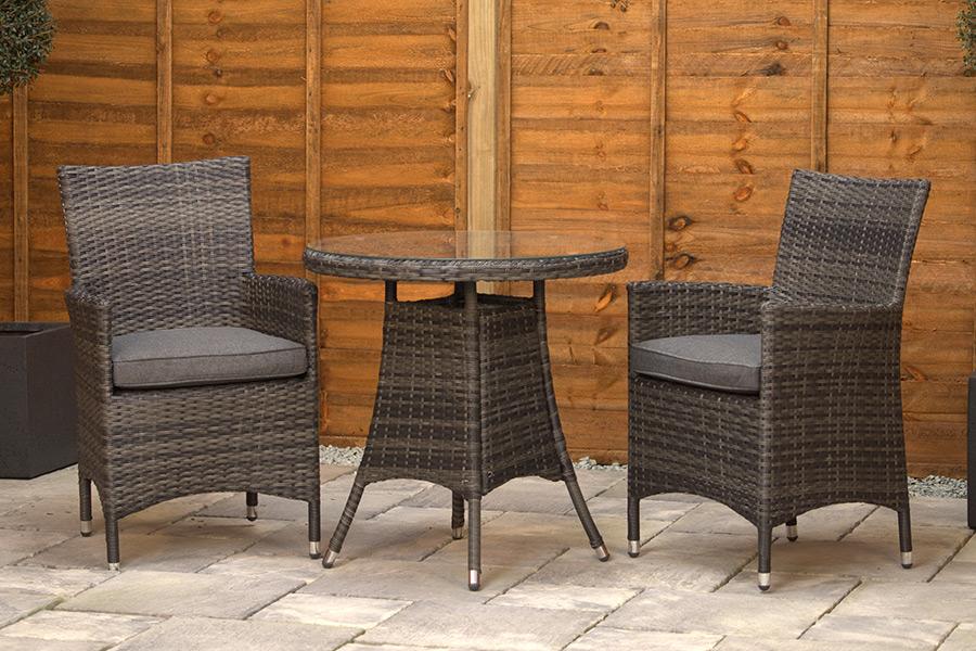Sapcote Bistro Set in Stone Grey Rattan