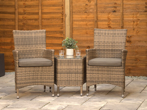 2 Seat Aluminium Rattan Bistro Set with Side Table