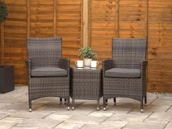 Stone Grey Aluminium Rattan Bistro Set for 2