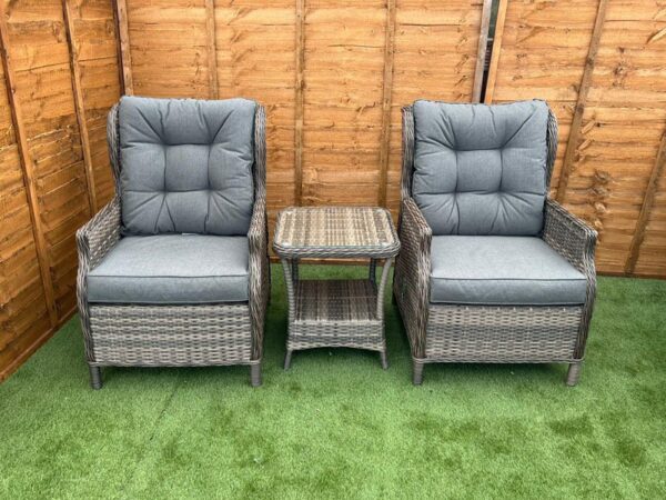 Brown Aluminium Rattan Reclining Bistro Set for 2