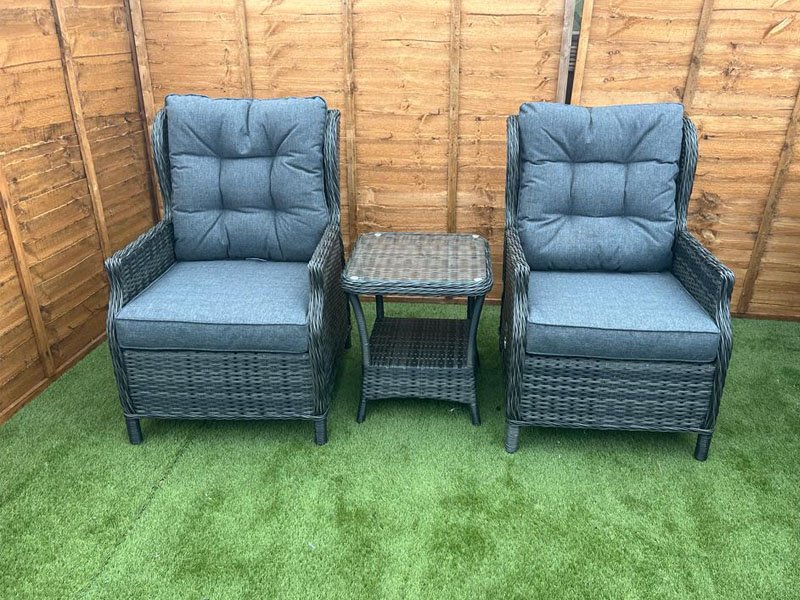 Sapcote Deluxe Reclining Set in Dark Grey Rattan