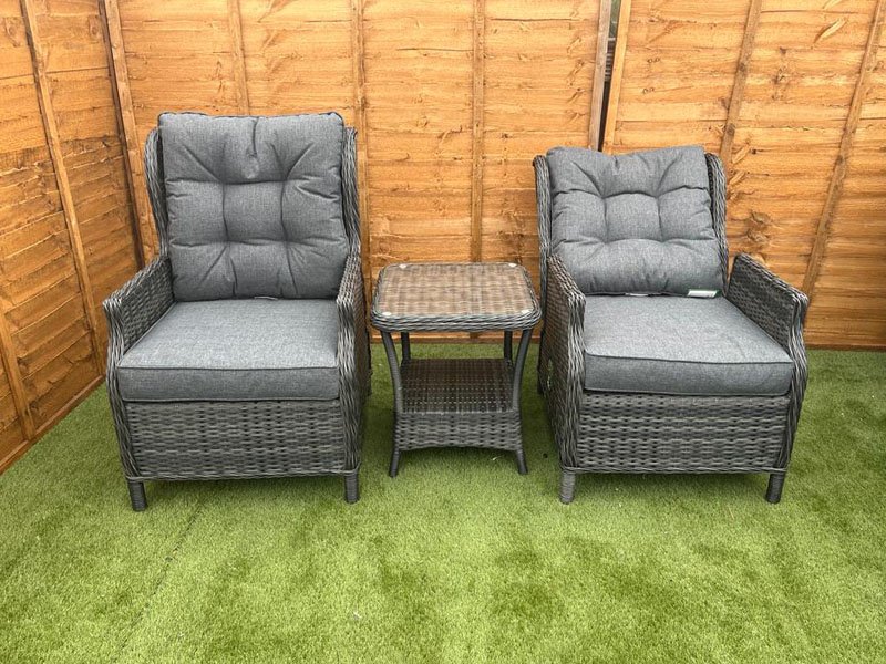 Sapcote Deluxe Reclining Set in Dark Grey Rattan