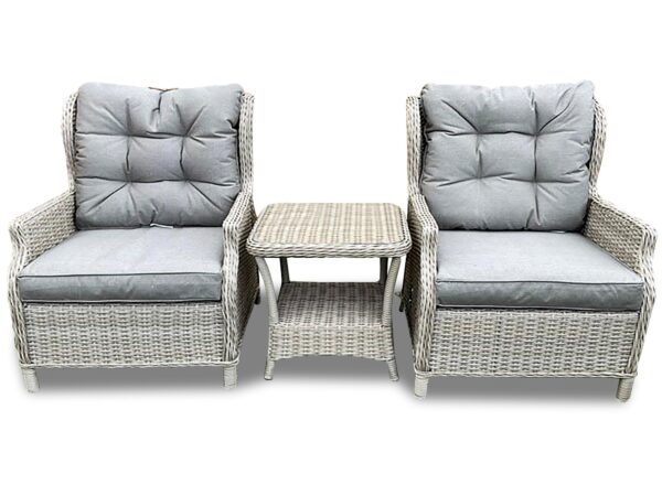 Natural Rattan Aluminium Bistro Set with 2 Reclining Chairs