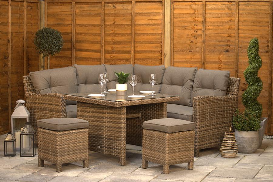 Sapcote Mini Modular Corner Set in Brown Rattan