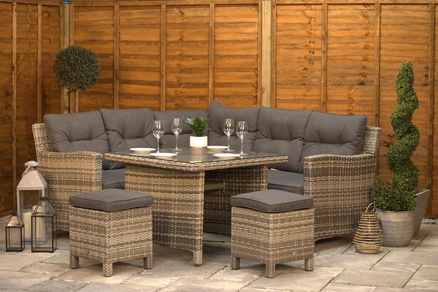 Sapcote Mini Modular Corner Set in Grey Rattan