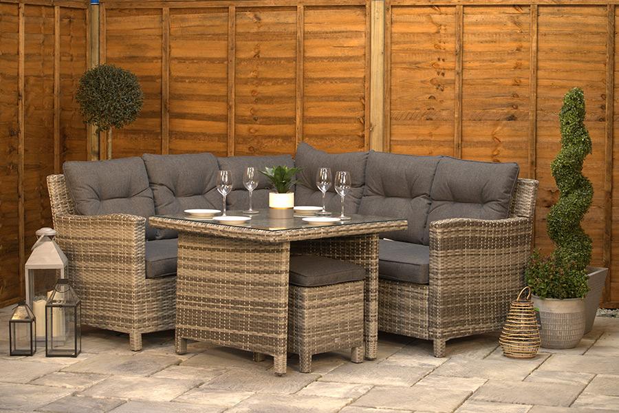Sapcote Mini Modular Corner Set in Grey Rattan
