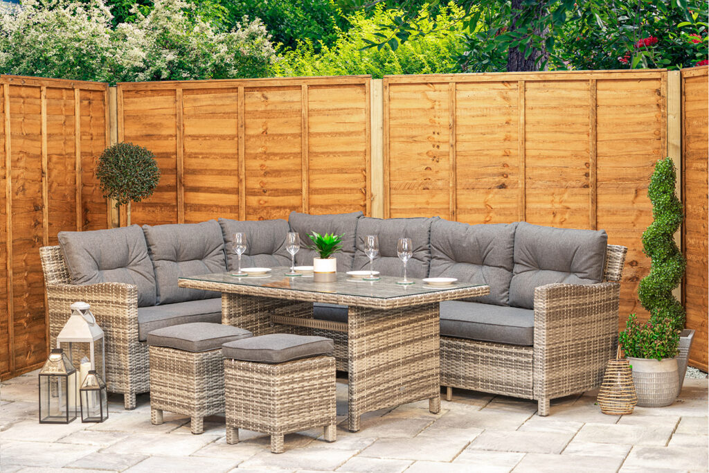 Sapcote Modular Corner Dining Set in Grey Rattan