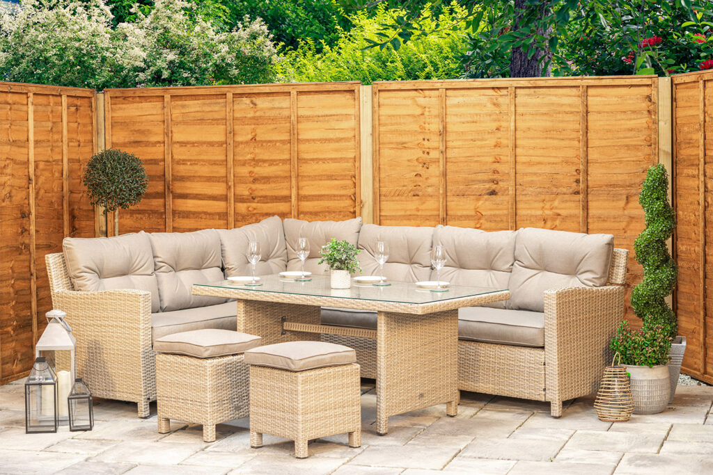 Sapcote Modular Corner Dining Set in Natural Rattan
