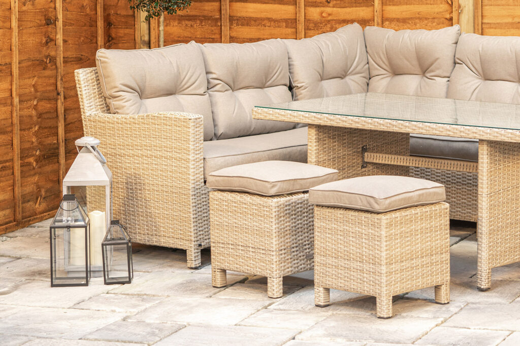 Sapcote Modular Corner Dining Set in Natural Rattan
