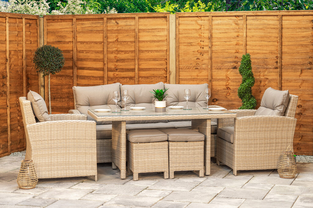 Sapcote Modular Lounge Dining Set in Natural Rattan