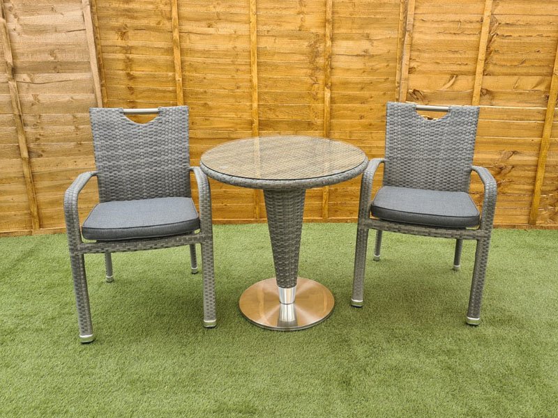Sharnford Stacking Rattan Bistro Set in Grey