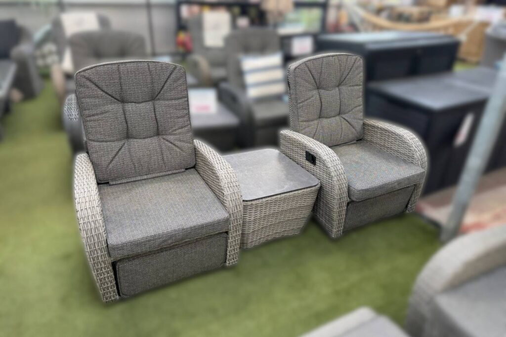 Burbage 2026 Rocking/Non-Rocking Recliner Bistro Set Silver Grey