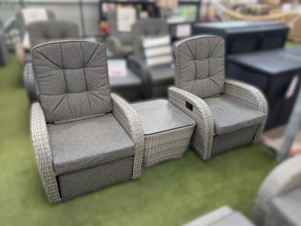 Burbage 2026 Rocking/Non-Rocking Recliner Bistro Set Silver Grey