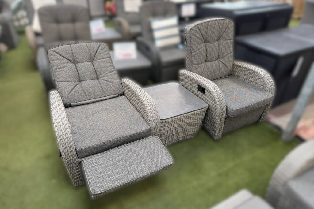 Burbage 2026 Rocking/Non-Rocking Recliner Bistro Set Silver Grey