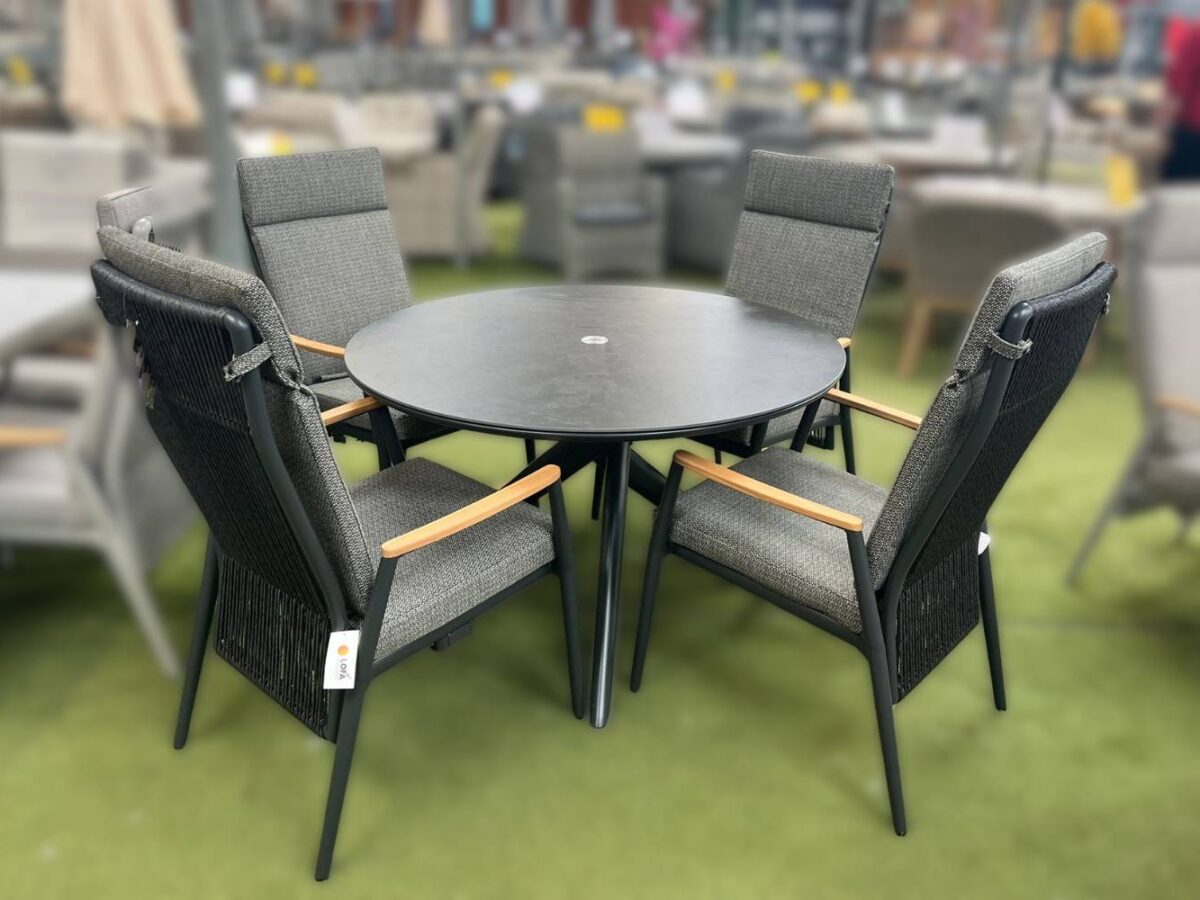 Cosby 4 Seater Reclining Dining Set in Grey