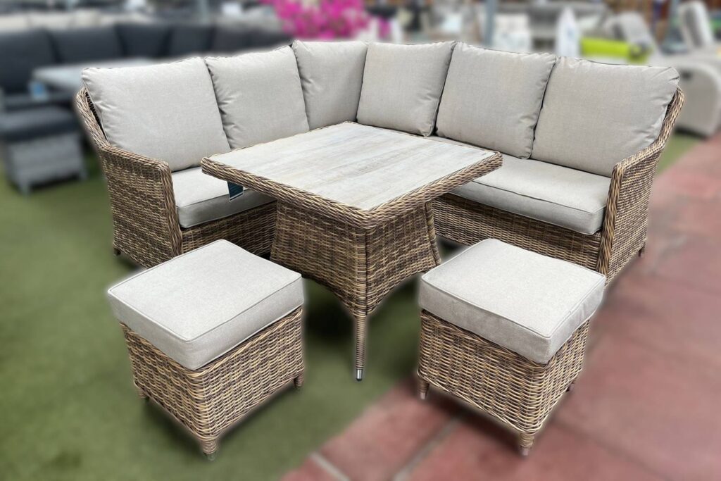 Thornby Compact Corner Lounge Set in Brown Rattan