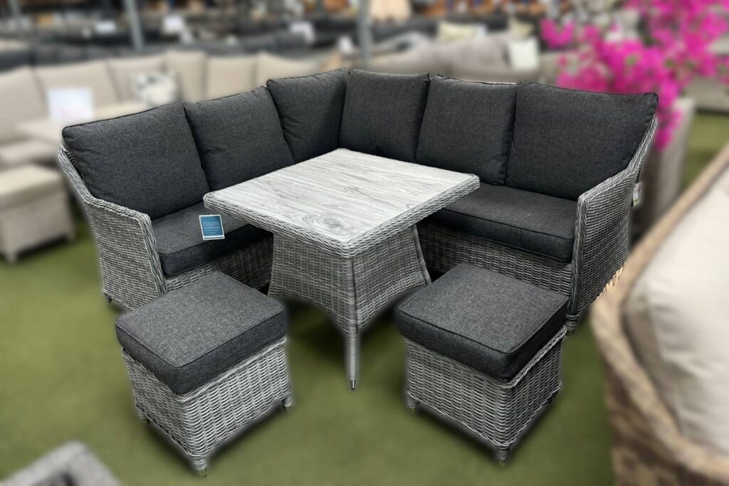 Thornby Compact Corner Lounge Set in Grey Rattan