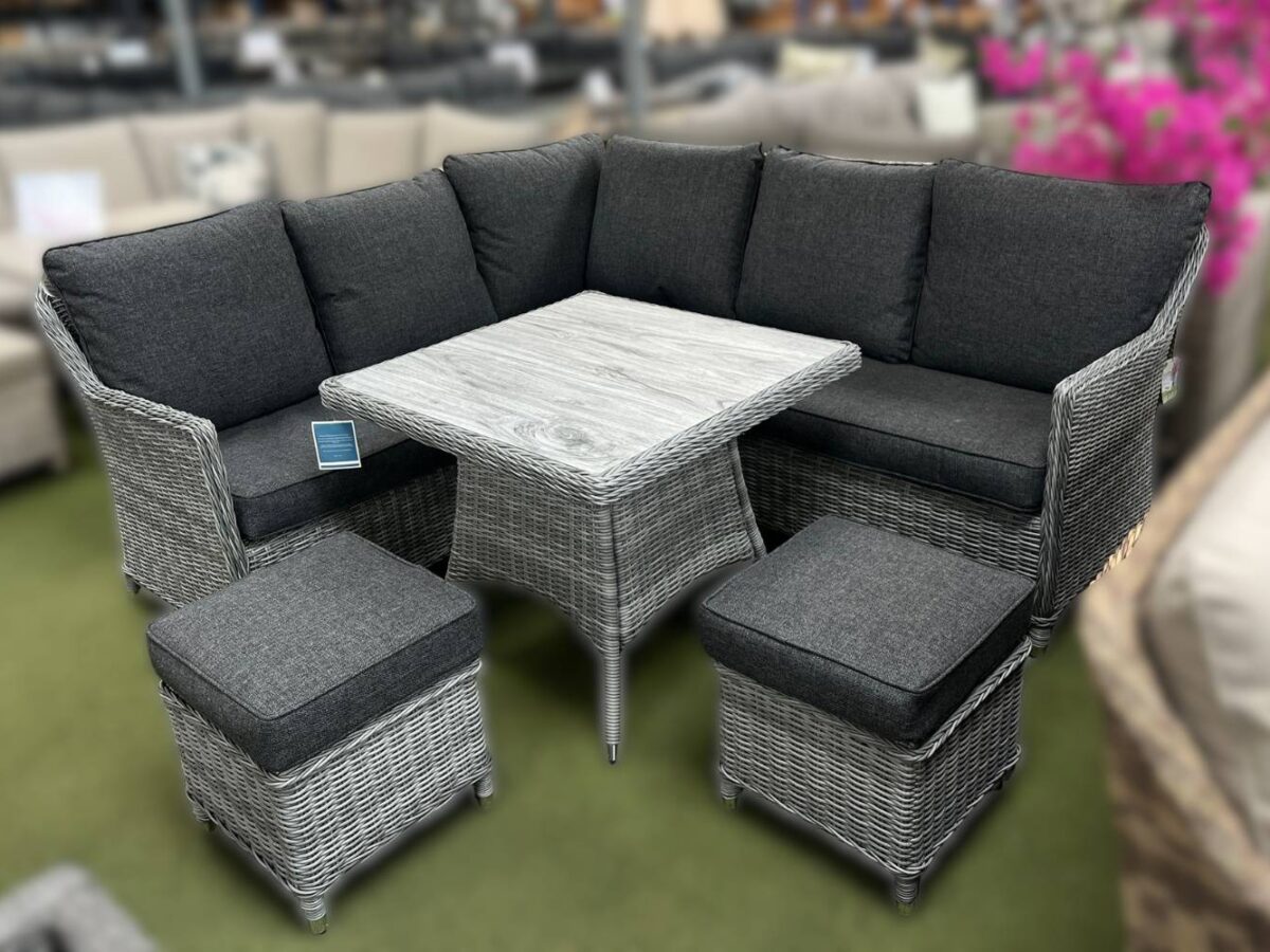 Thornby Compact Corner Lounge Set in Grey Rattan