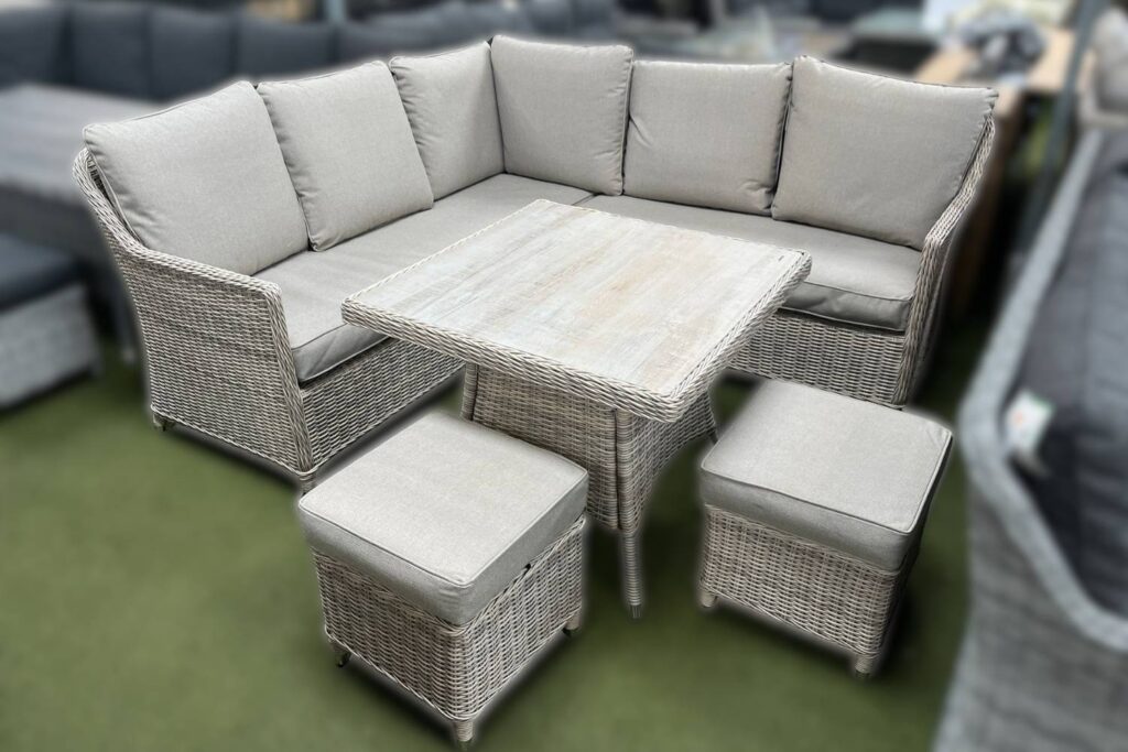 Thornby Compact Corner Lounge Set in Natural Rattan