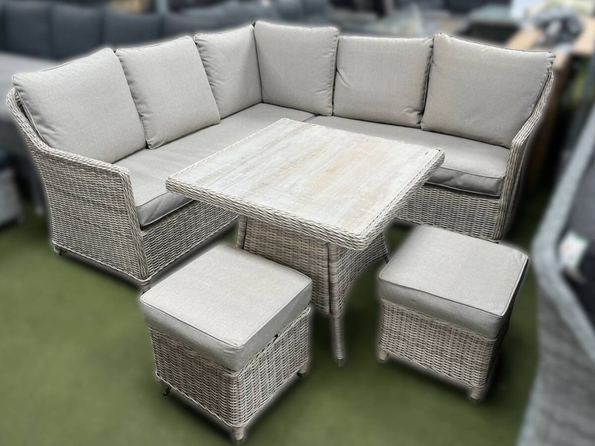 Thornby Compact Corner Lounge Set in Natural Rattan